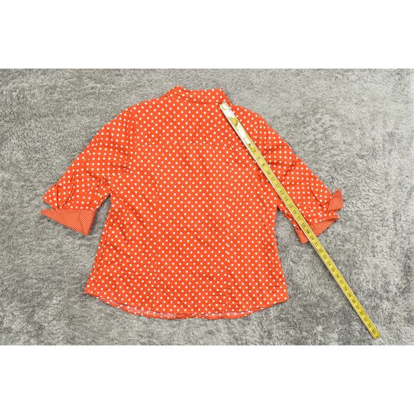Lane Bryant Orange Button-Up Top Plus Size 20 Cotton 3/4 Sleeve Polka Dot - Picture 6 of 7